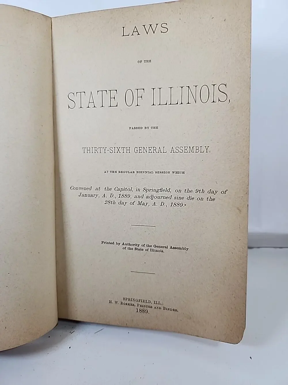 state of illinois 36th general assembly 1889 See Photos
